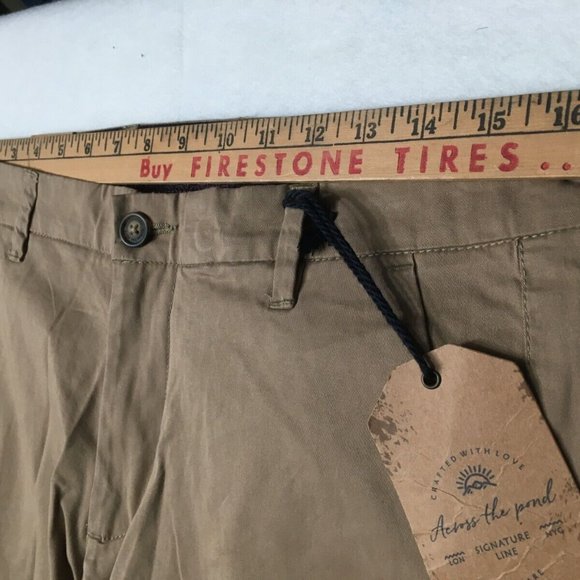 NEW Across the Pond Mens 32X30 Beige Stretch Slim Fit Casual Pants NWT skinny - Picture 2 of 5